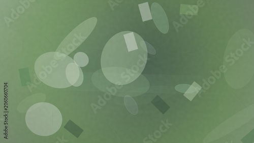 Abstract green background with scattered geometric shapes