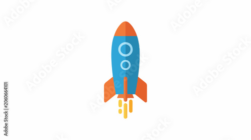 A cartoon rocket ship blasting off with flames (1)