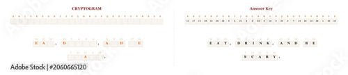 Photos Halloween cryptogram puzzle with decorative letters on white background