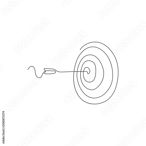 Archery Target Continuous One Line Illustration.