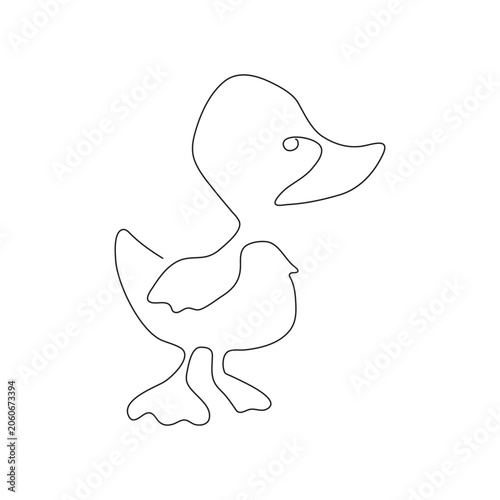 Cute Duck Outline Vector Illustration .