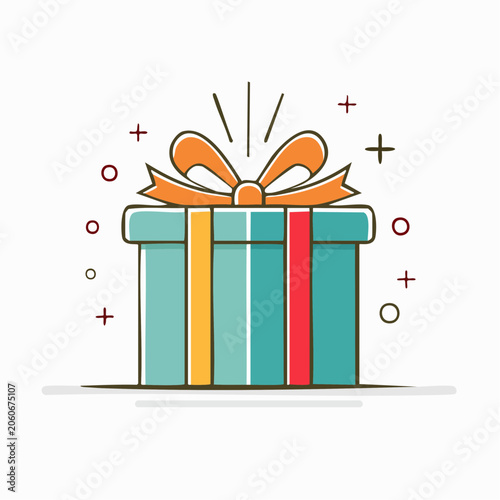 Gift Box with Ribbon and Confetti