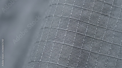 Close up of grey ripstop fabric texture