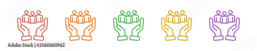 Human Resource Icon Set Multiple Style Collection. Vector Illustration Concept Designed In Line Colorful Style