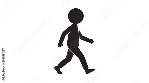 Fotografia Simple black silhouette of a person walking on an isolated white background