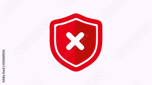 Red shield with a white cross symbolizes protection, safety, security, and error alerts. Suitable for security designs.