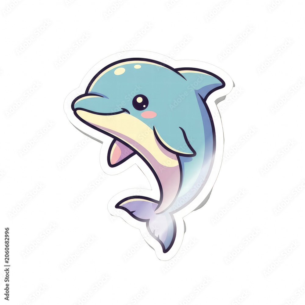 Obraz premium Cute cartoon dolphin sticker