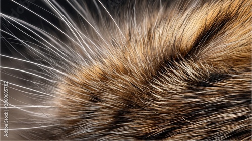 Close-Up of Soft and Fluffy Fur Texture in Warm Tones Highlighting the Intricate Patterns and Details of Animal Hair in Natural Lighting