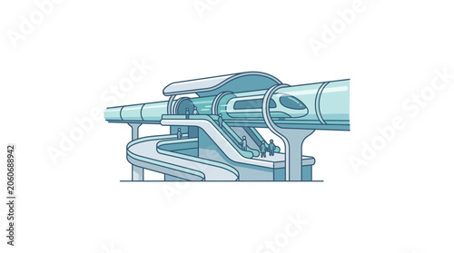 Foto Futuristic high speed train station with elevated tube transport system