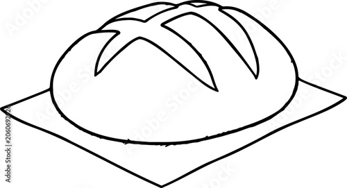 Loaf of bread drawing sourdough bakery vector illustration food line art icon