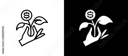 Quadro su tela Green Business lineglyph icon