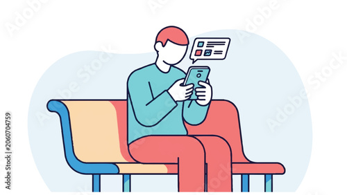 Man sitting on chair with phone.
