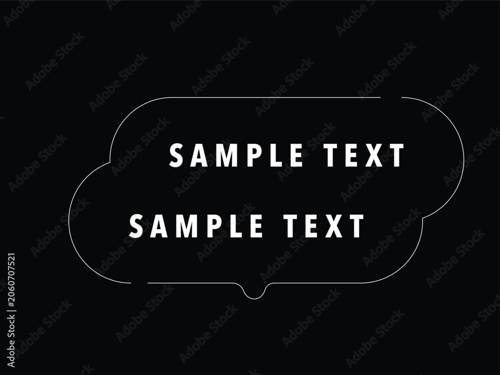 Fototapeta premium Rounded speech bubble frame with sample text isolated on black background