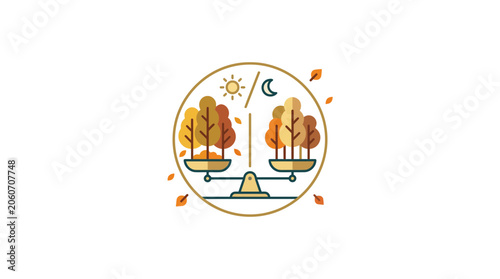 Bild auf Leinwand Autumn Equinox Balance Concept Icon