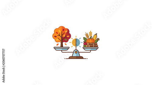 Bild auf Leinwand Autumn Equinox Balance Concept Icon