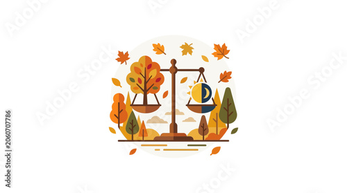 Bild auf Leinwand Autumn Equinox Balance Concept Illustration