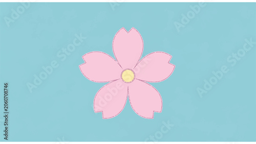 Foto Pink Flower with Yellow Center.
