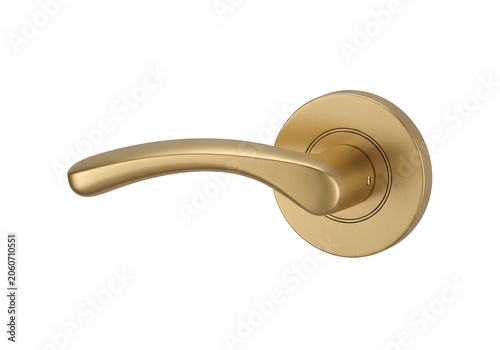 Gold door handle with round backplate on wall