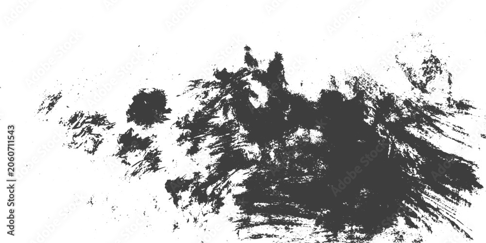 Obraz premium Abstract Black Ink Brush Stroke and Splatter Texture Vector on White Background