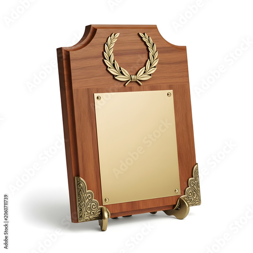 Open cardboard gift box with gold laurel wreath on top