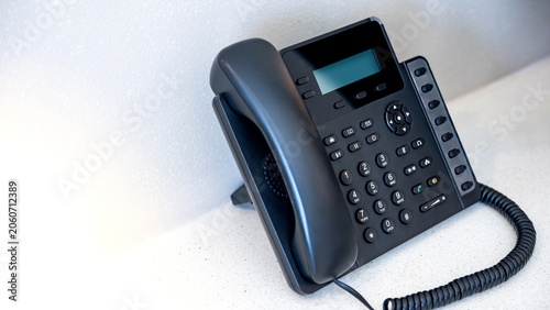 Obraz na plátně IP phone on the table in hotel room
