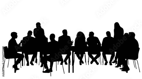 Photos Silhouette of people sitting in a meeting or discussion isolated on transparent