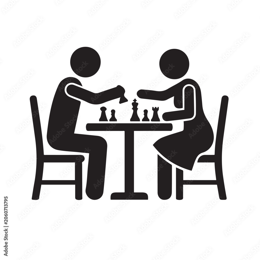 Fototapeta premium man and woman playing chess at table