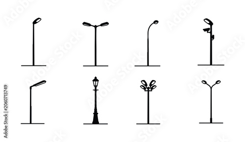 Картината върху платно Modern and classic street lights collection for urban lighting design projects
