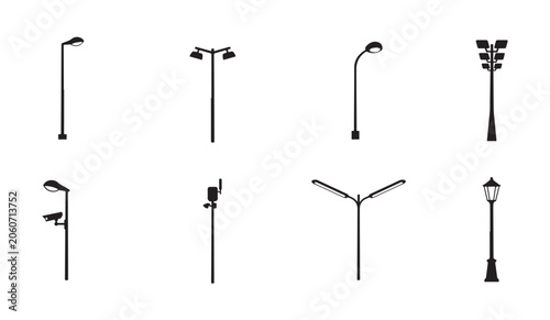 Cuadro en lienzo Streetlight and lamppost collection for city decoration and outdoor illumination