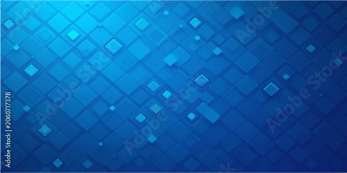 Vászonkép Abstract blue geometric background with 3D diamond square pattern and gradient l