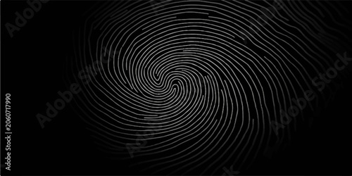 Biometric fingerprint scan concept with futuristic abstract dark grey line pattern
