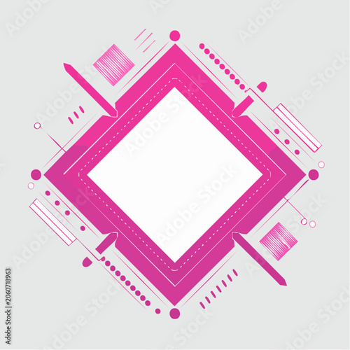 Abstract Geometric Pink Diamond Shape with Lines and Dots