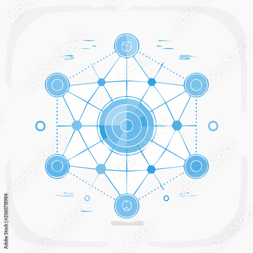 Abstract Network Connection and Data Flow Illustration