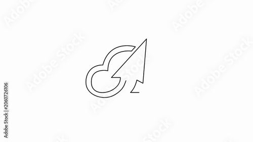 Upload arrow graphic animation representing cloud sharing concept in single continuous line drawing style