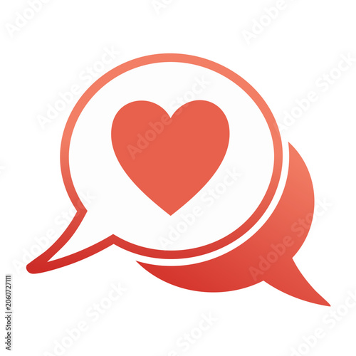 Red heart icon in speech bubble on transparent background