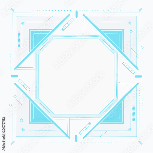 Abstract Geometric Frame with Futuristic Technology Elements