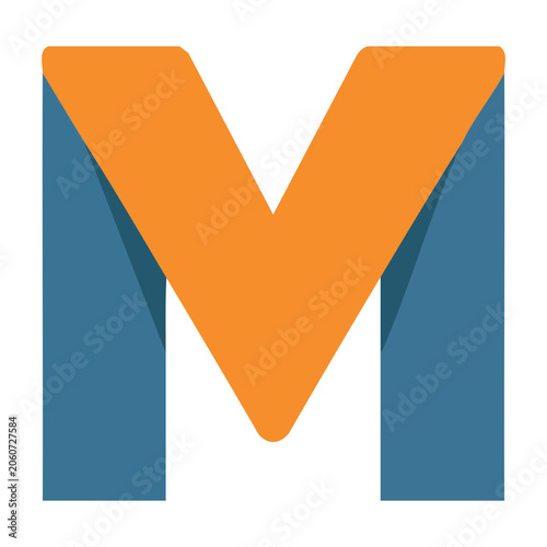 Stylized Letter M Icon in Orange and Blue