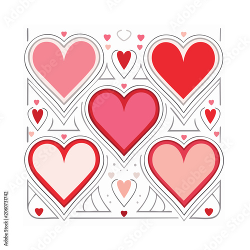 Colorful Hearts Geometric Pattern Illustration