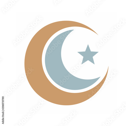 Crescent Moon and Star Icon on Transparent Background