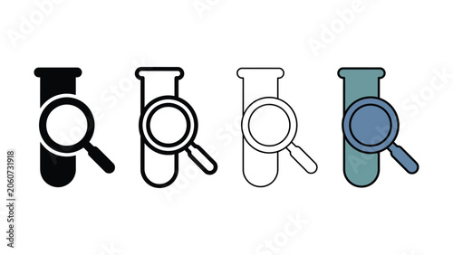 Foto Laboratory test tube with magnifying glass research symbol during scientific dis