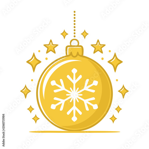 Golden Christmas Ornament with Snowflake and Stars