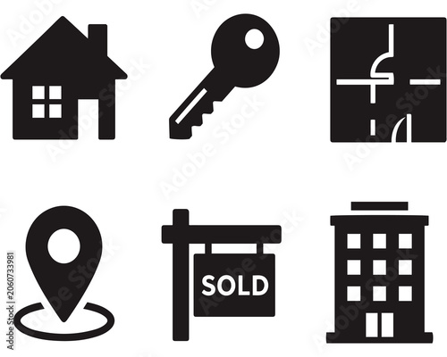  Real estate icons in minimalist style