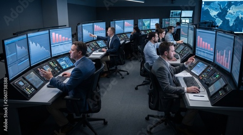 A government energy operations control room where analysts monitor declining emergency oil stockpile