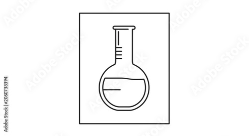 Laboratory Flask with Liquid - Simple Line Art Icon
