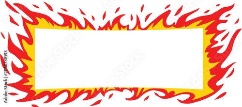 Fiery frame border flames hot burning cartoon design concept