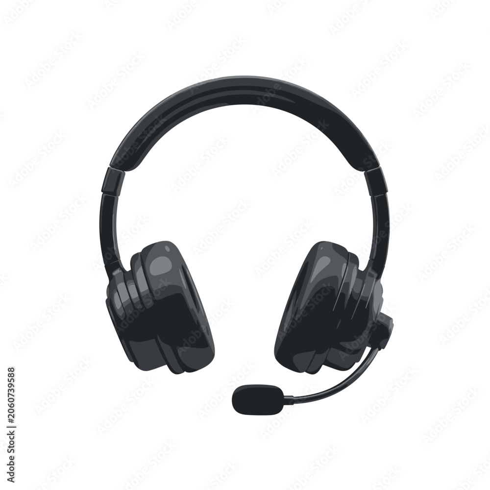 Fototapeta premium Modern black gaming headset with adjustable microphone