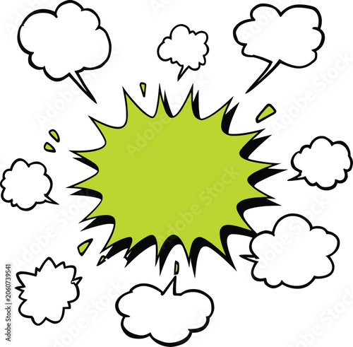 Comic burst with speech bubbles pop art communication design concept
