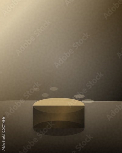 Abstract geometric podium with soft light and bokeh effect