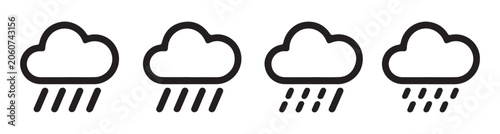 Konstfotografi Rainy cloud icon set featuring different precipitation intensities for weather tracking applications