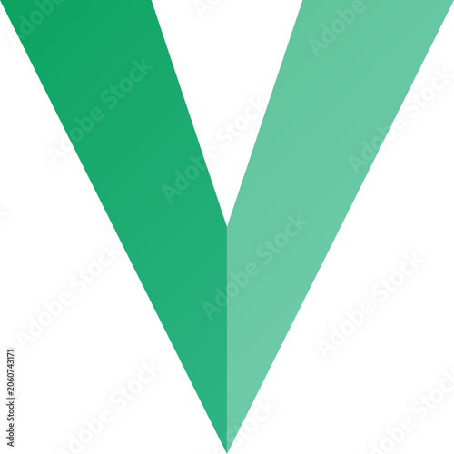 Foto Abstract geometric letter V logo with green gradient shades on a white backgroun